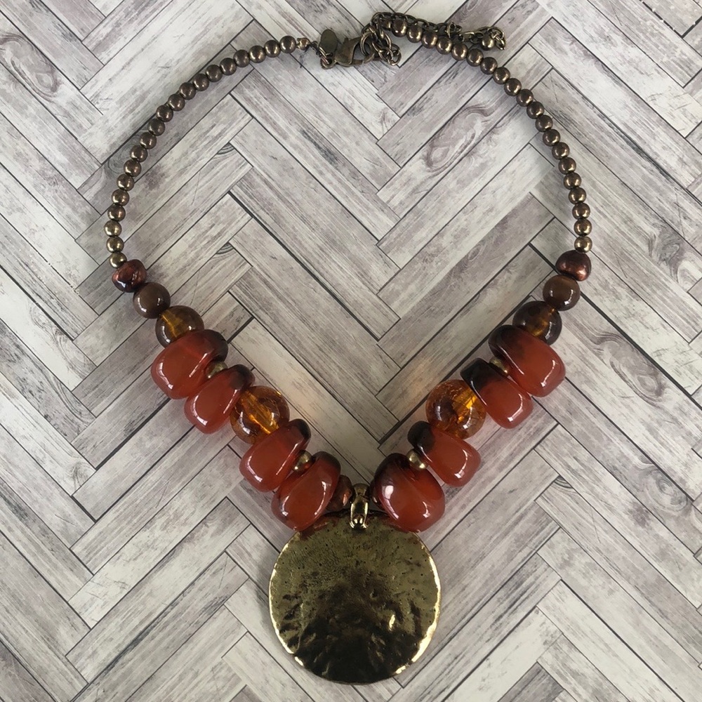 CHICO’s BEADED MEDALLION NECKLACE
